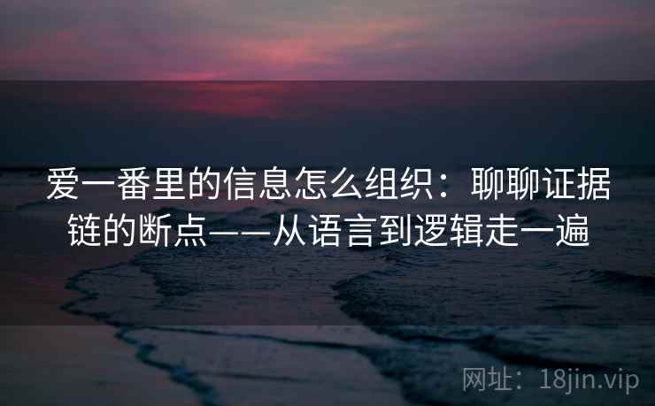 爱一番里的信息怎么组织：聊聊证据链的断点——从语言到逻辑走一遍